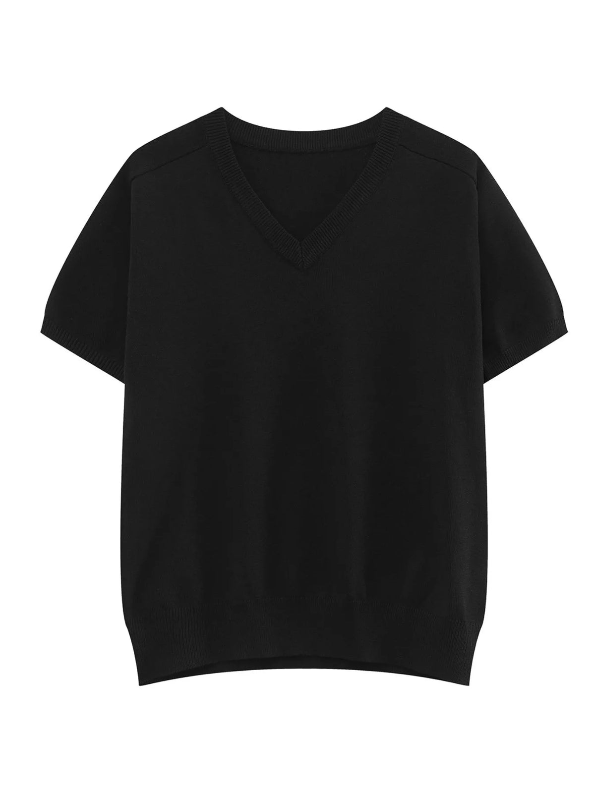 Men's V-Neck Short-Sleeve Knit T-Shirt - URBANPICK FASHION