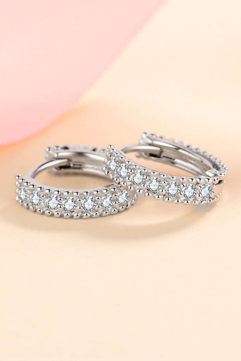 925 Sterling Silver Inlaid Moissanite Huggie Earrings - URBANPICK FASHION