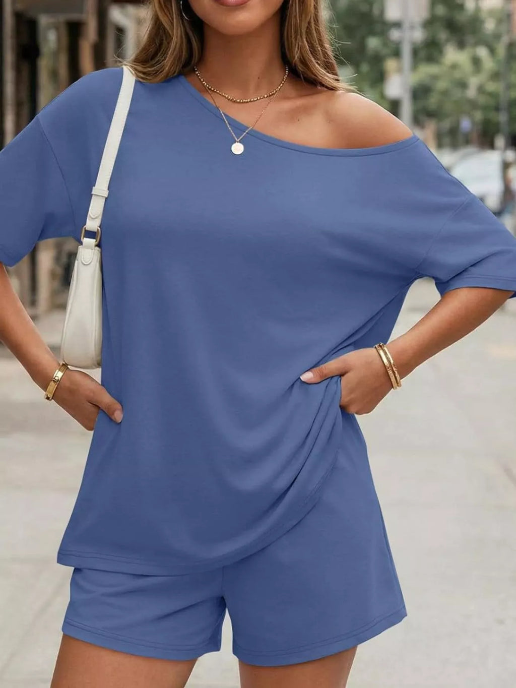 Full Size One Shoulder Top and Shorts Set Plus Size - URBANPICK FASHION