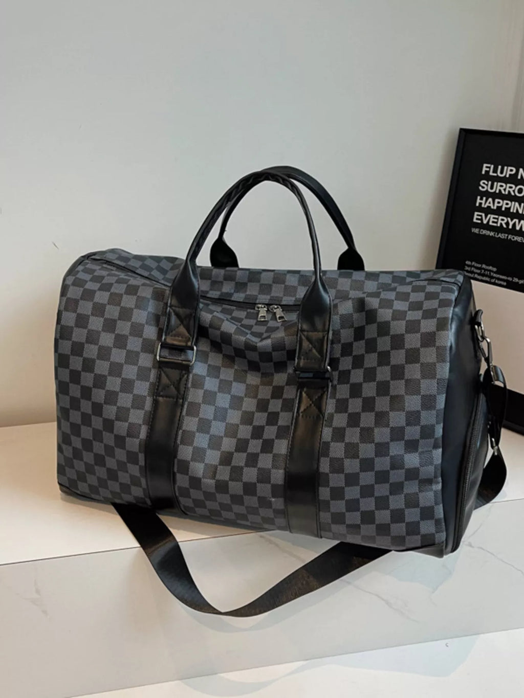 Checkered Pattern Travel Bag - URBANPICK FASHION