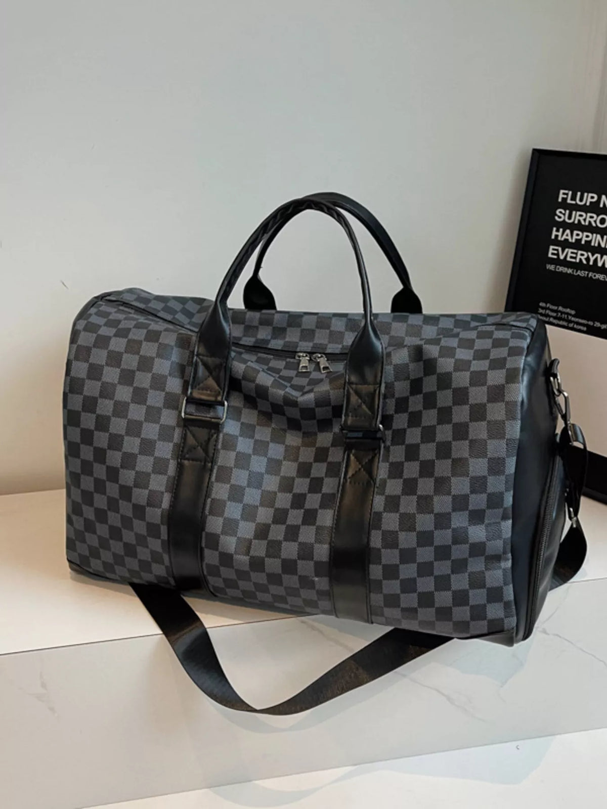 Checkered Pattern Travel Bag - URBANPICK FASHION