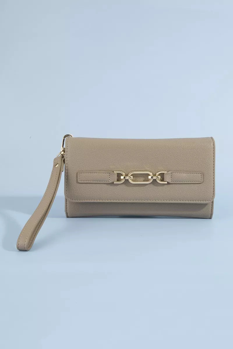 Fame Vegan Leather Chain Buckle Wristlet Wallet - URBANPICK FASHION