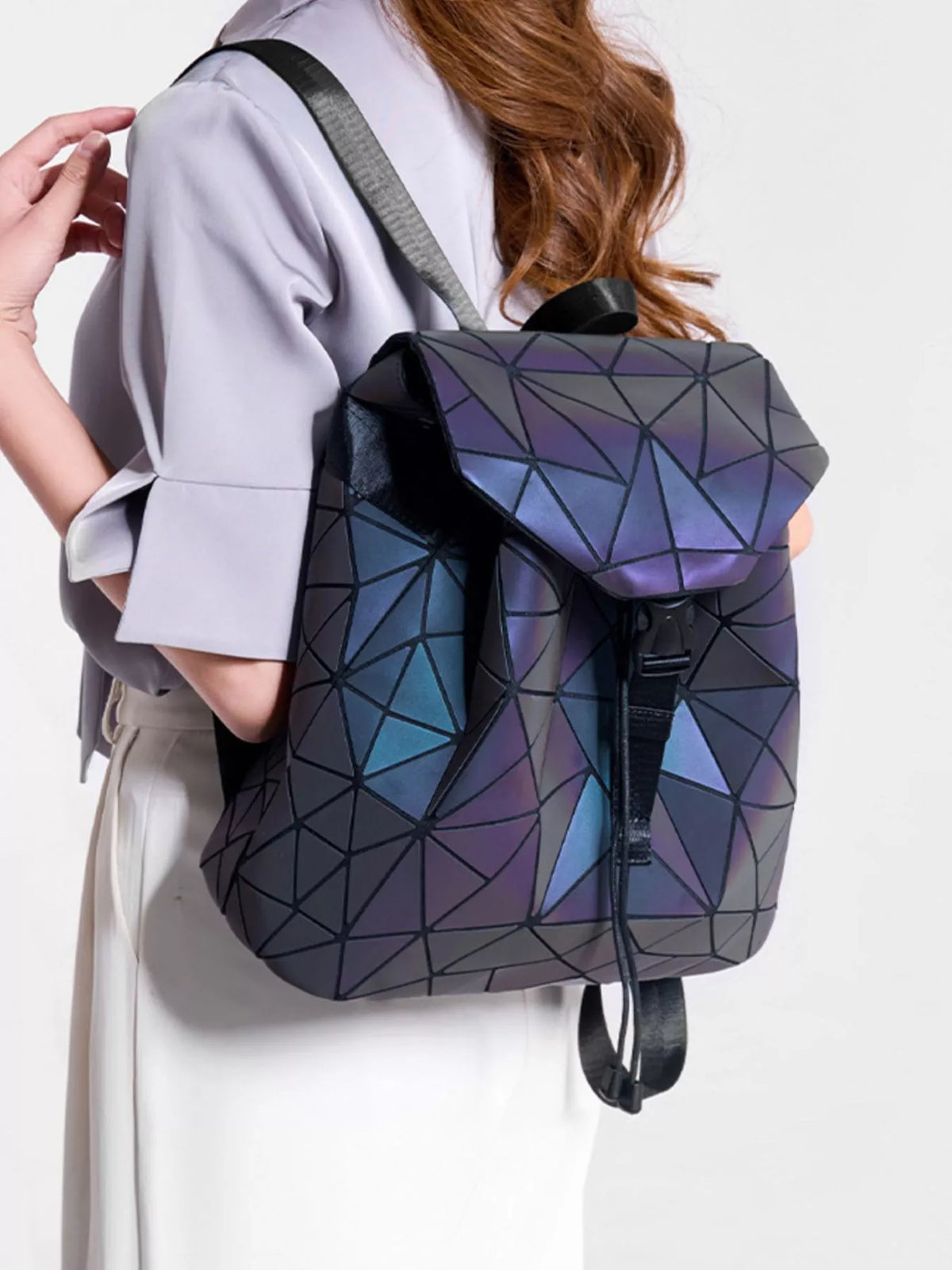 Geometric Buckle Backpack Bag - URBANPICK FASHION