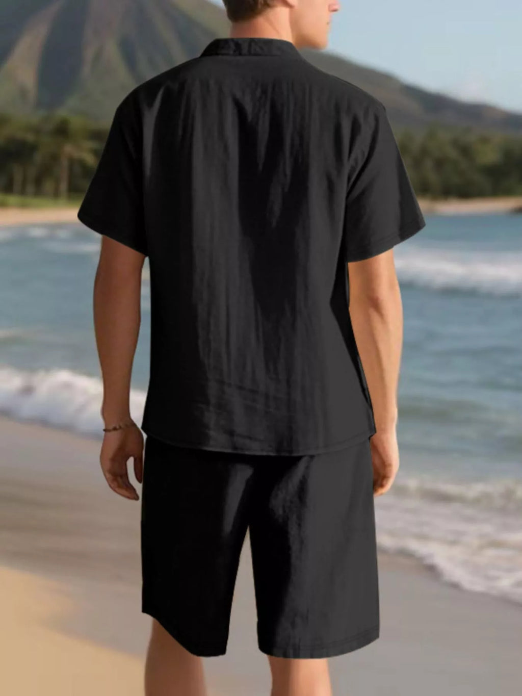 Men's Full Size Casual Button Up Shirt and Shorts Set Plus Size - URBANPICK FASHION