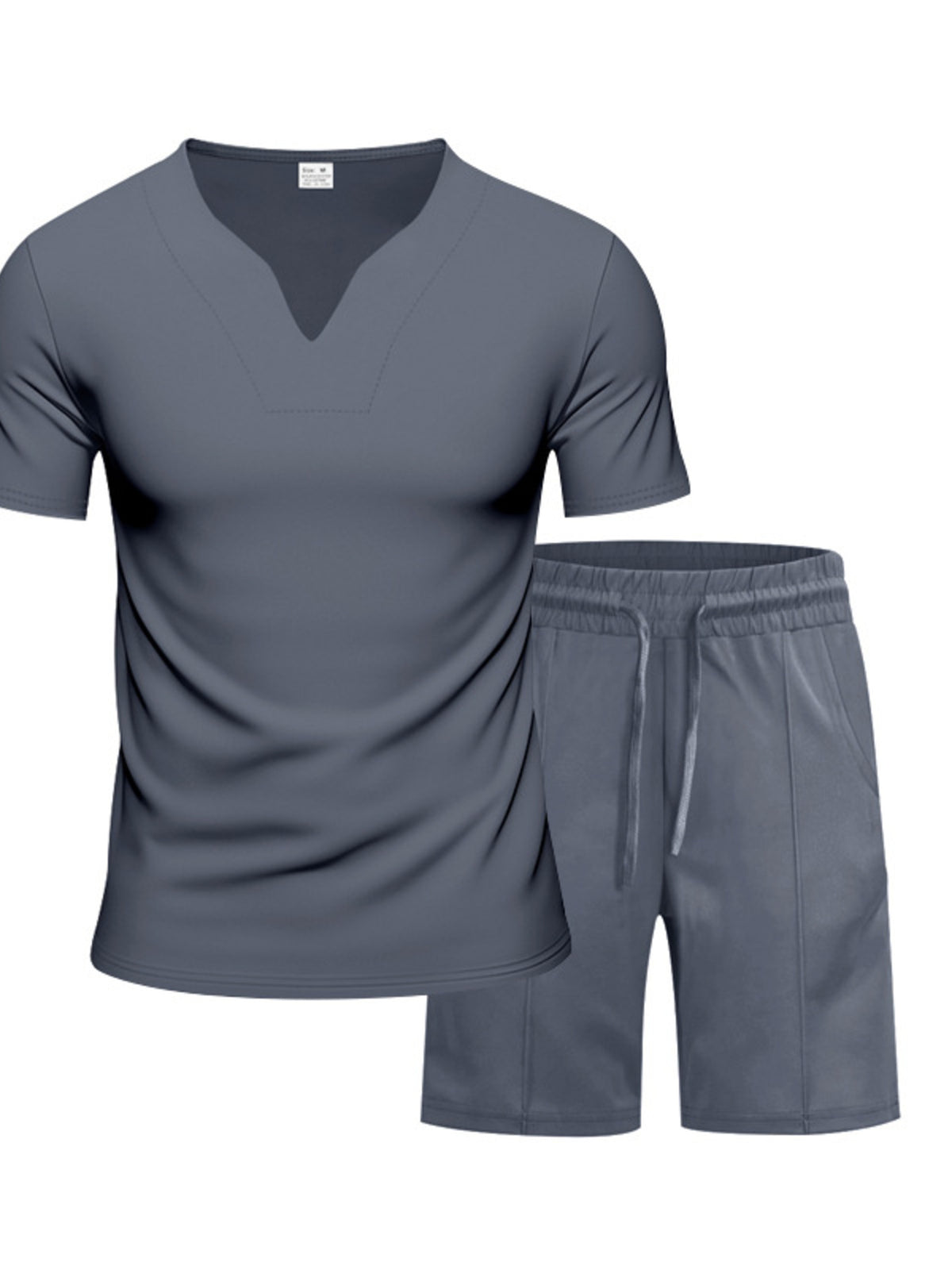 Men's Full Size V-Neck Short Sleeve T-Shirt and Shorts Set Plus Size - URBANPICK FASHION