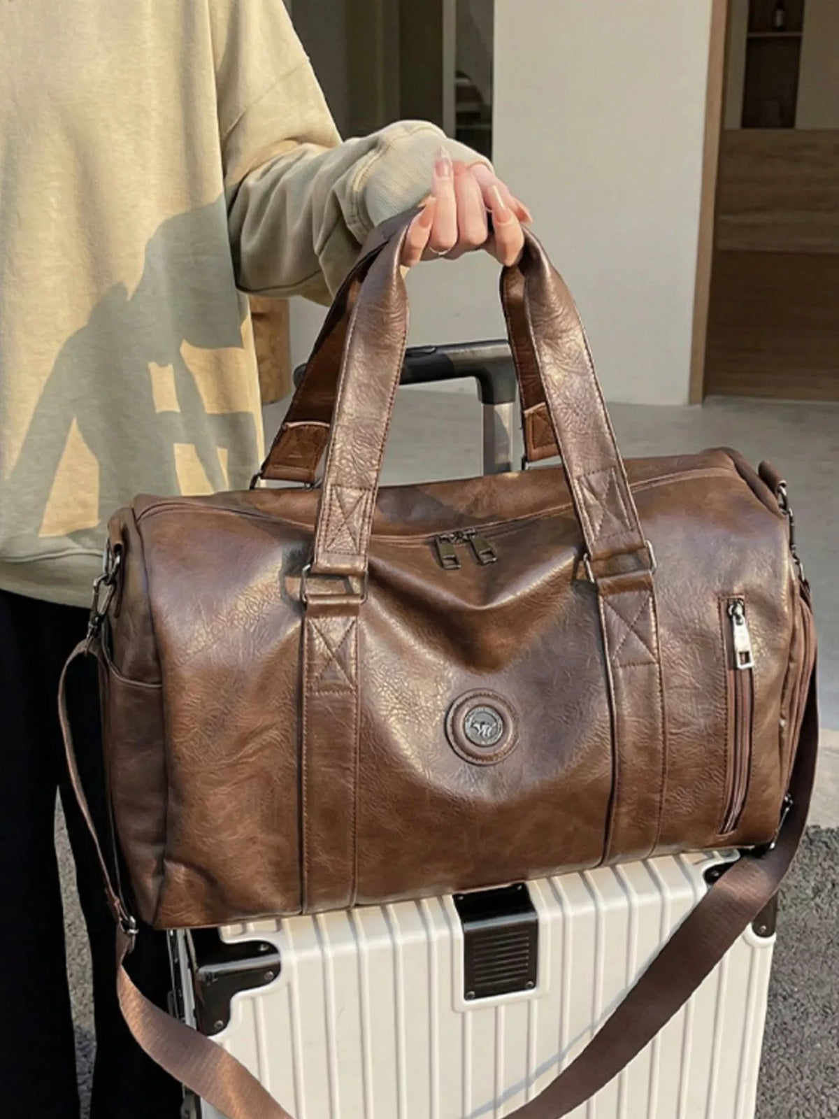 PU Leather Duffel Bag - URBANPICK FASHION