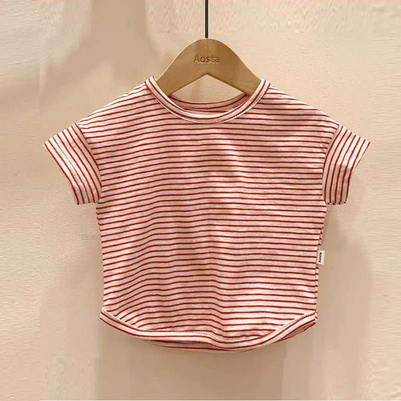 Striped Short Sleeve T-Shirt for Baby Boys and Girls - URBANPICK FASHION