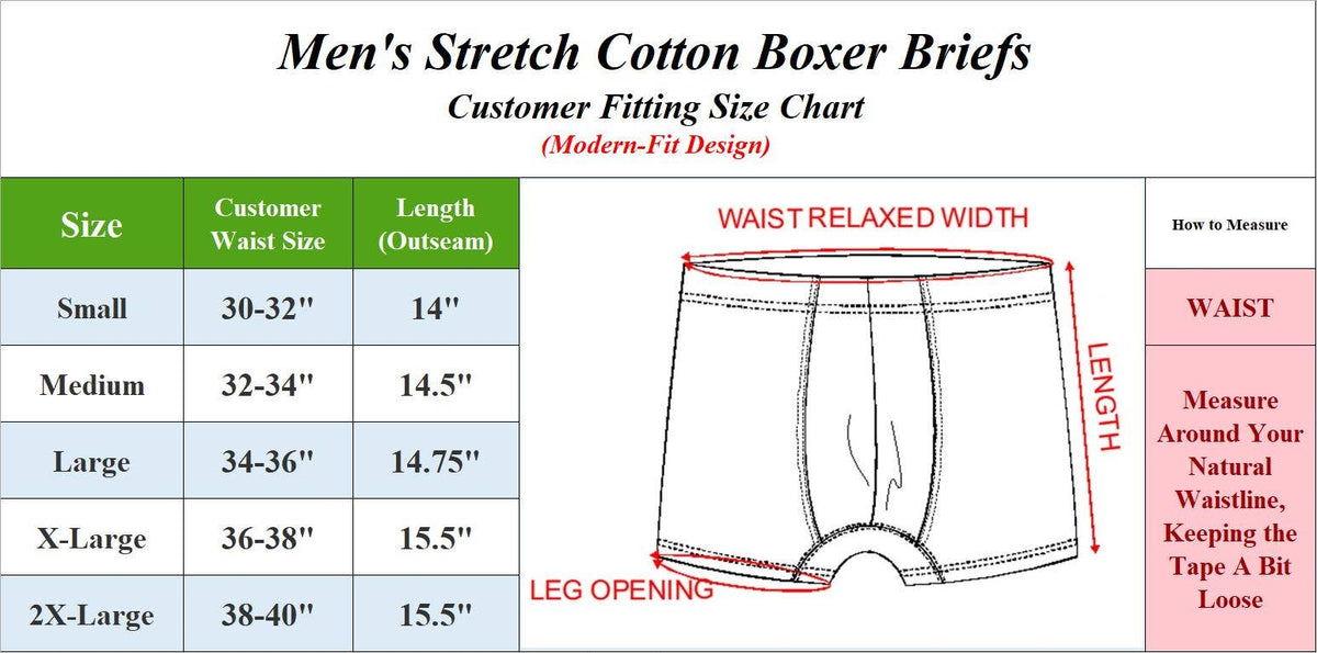 Blu Rock  Men's Stretch Cotton Boxer Briefs (3 Pack): White / SMALL-3PCS