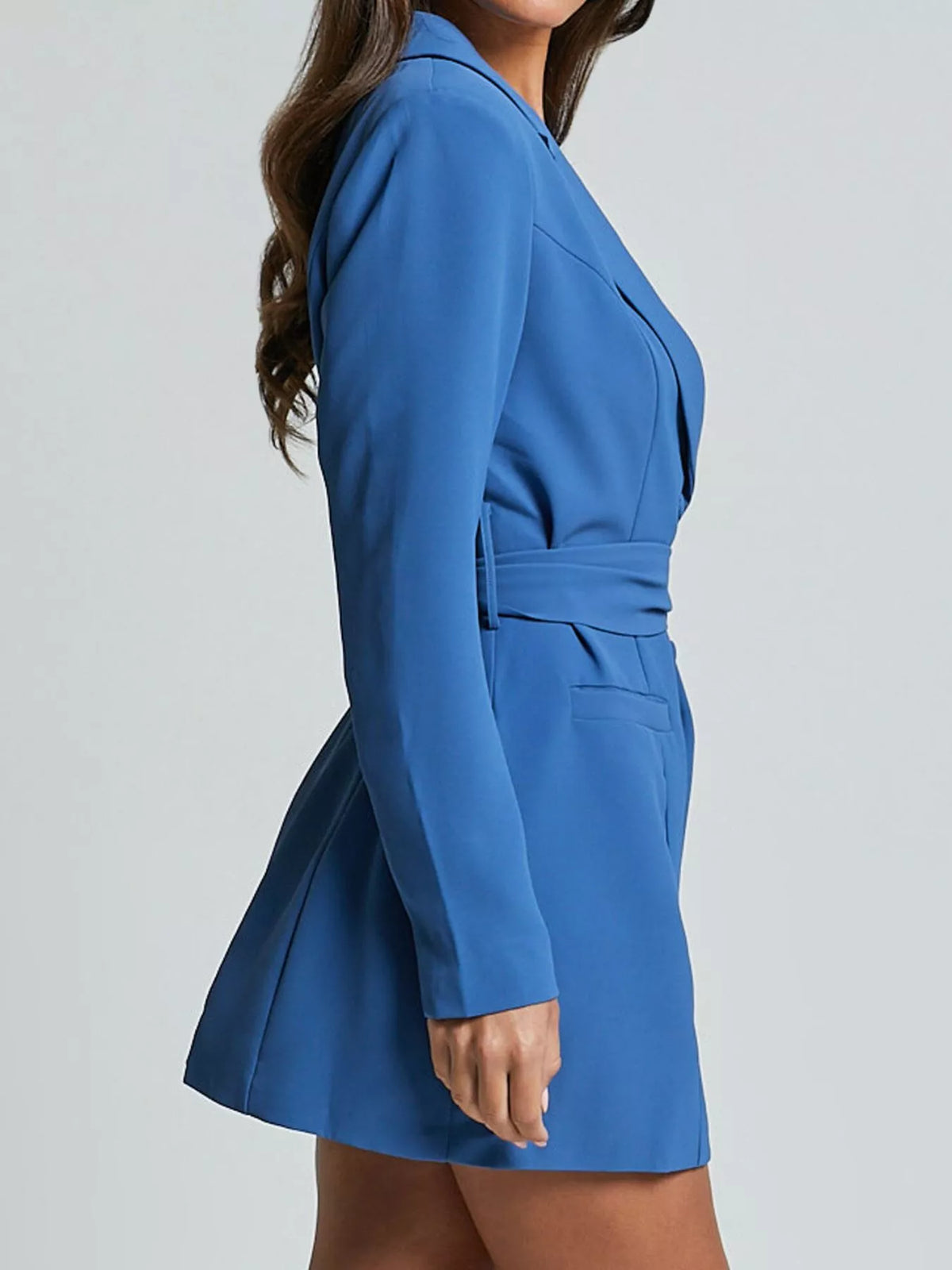 Lapel Collar Tie Waist Blazer - URBANPICK FASHION