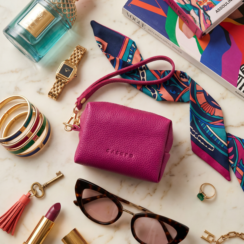Mini Zipper Bag with Wristlet - Pink - URBANPICK FASHION