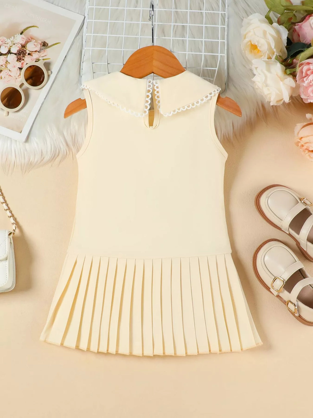 Children's Bow-Accented Pleated Dress - URBANPICK FASHION