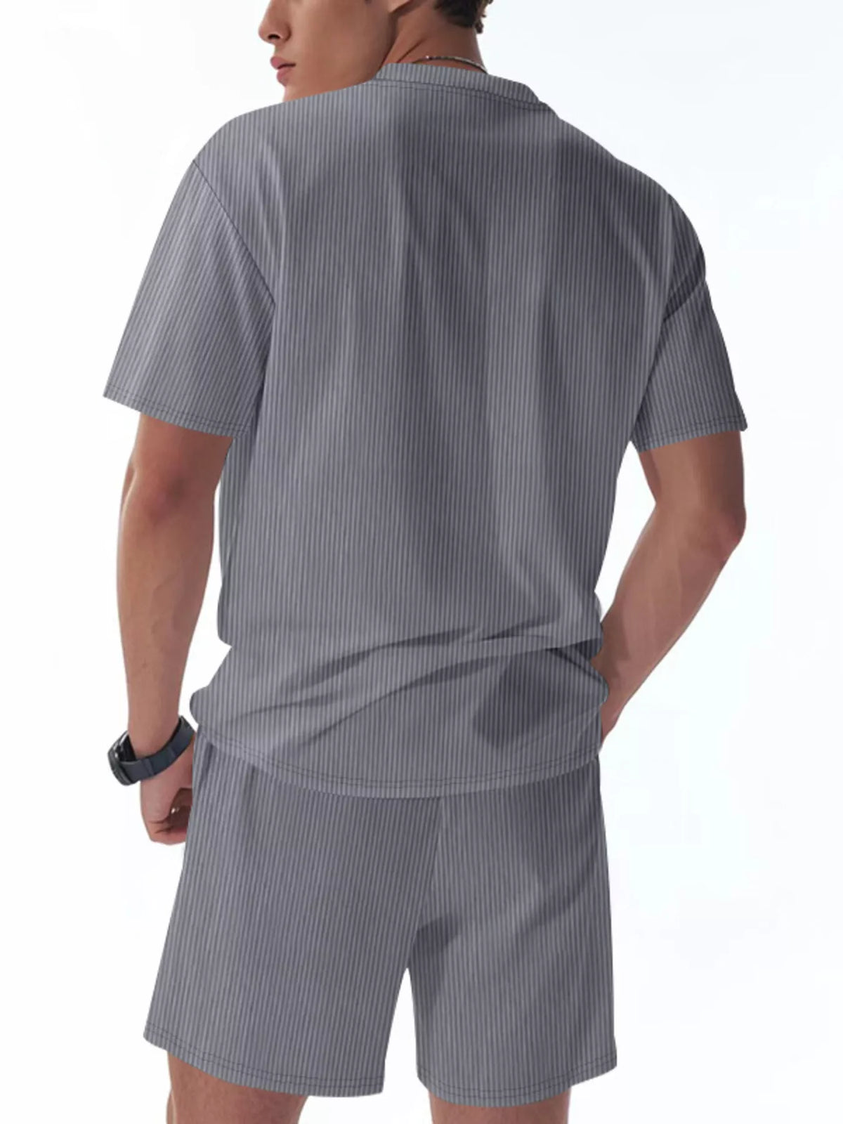 Men's Full Size Casual Striped Top and Shorts Set Plus Size - URBANPICK FASHION