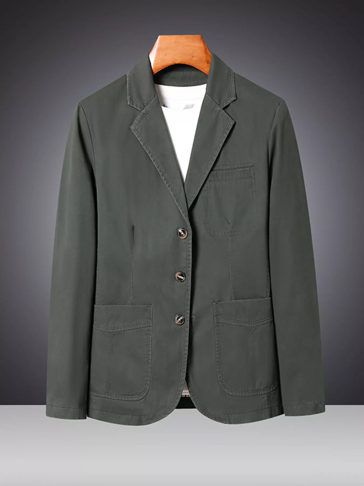 Men's Plus Size Lapel Collar Long Sleeve Blazer - URBANPICK FASHION