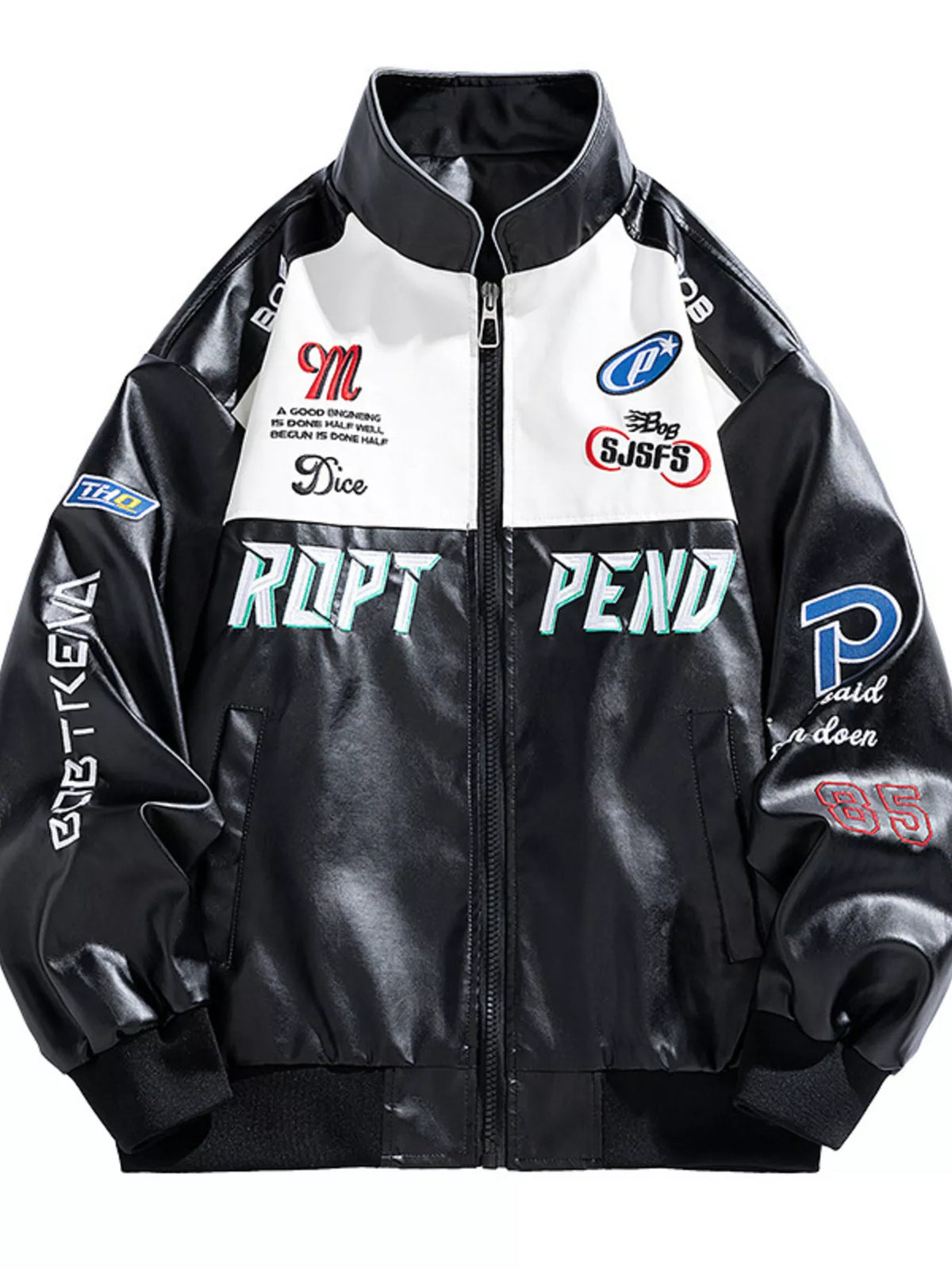 Men's Plus Size Racing-Inspired Zip Up Jacket - URBANPICK FASHION