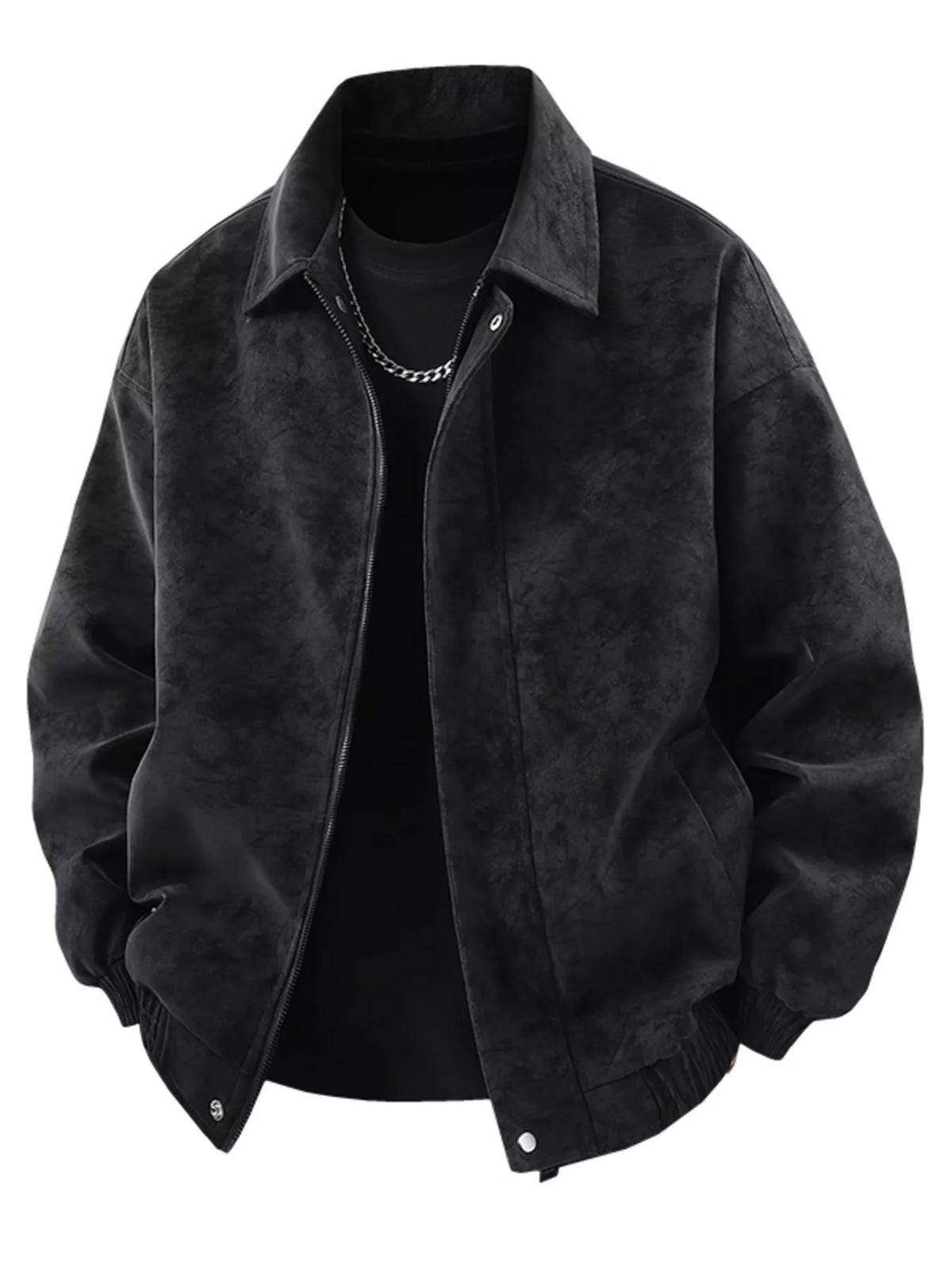 Men's Plus Size Zip Up Leather Jacket - URBANPICK FASHION