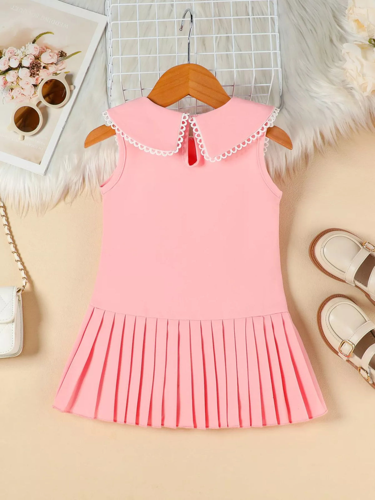 Children's Bow-Accented Pleated Dress - URBANPICK FASHION