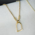 Camden - Handcast Stirrup Pendant in 14K Gold Vermeil w/Rolo Chain Stirrup Necklace - URBANPICK FASHION