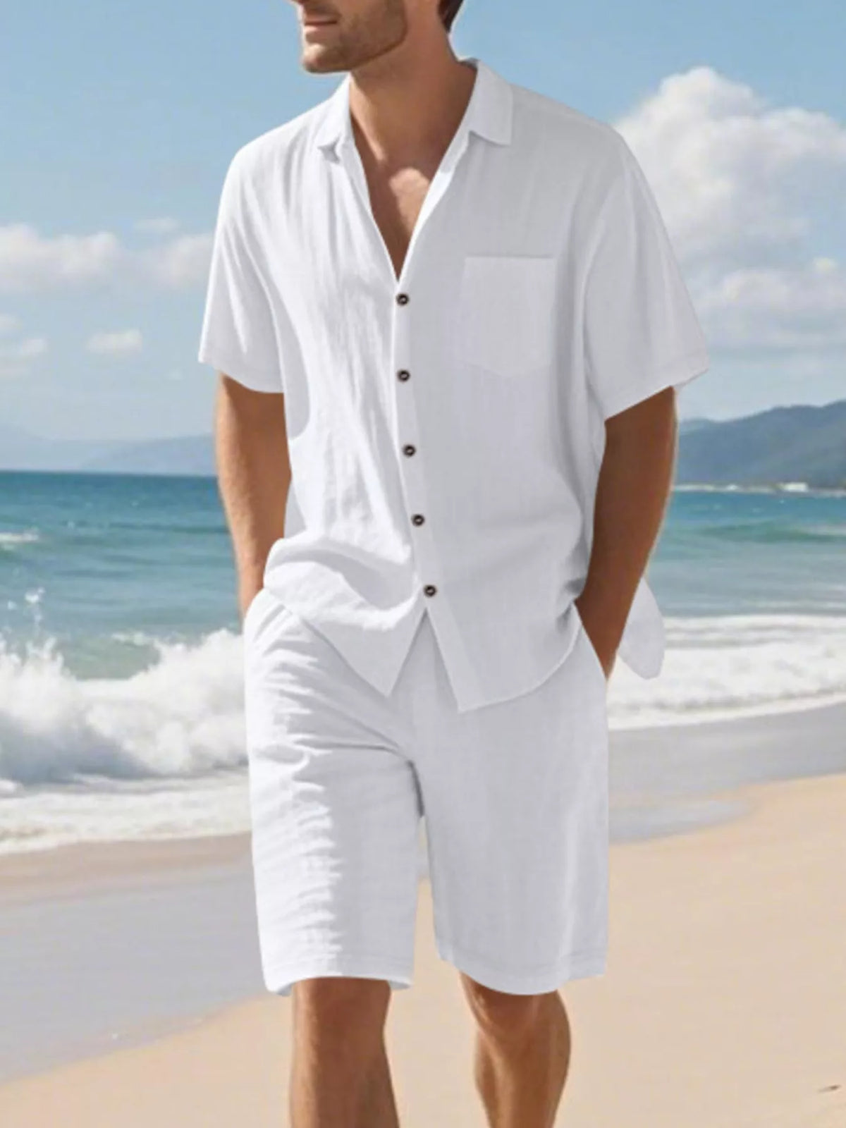 Men's Full Size Casual Button Up Shirt and Shorts Set Plus Size - URBANPICK FASHION