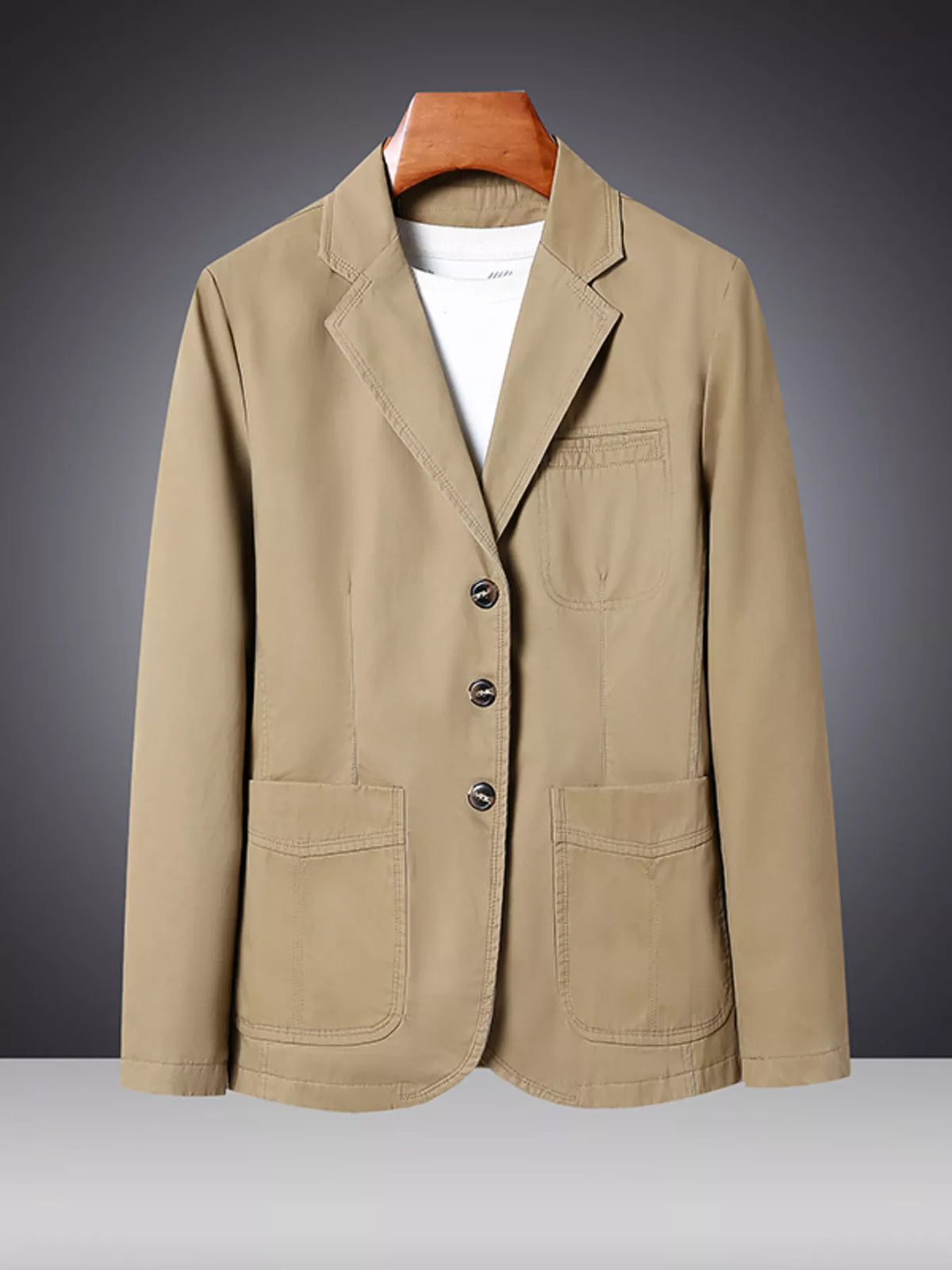 Men's Plus Size Lapel Collar Long Sleeve Blazer - URBANPICK FASHION
