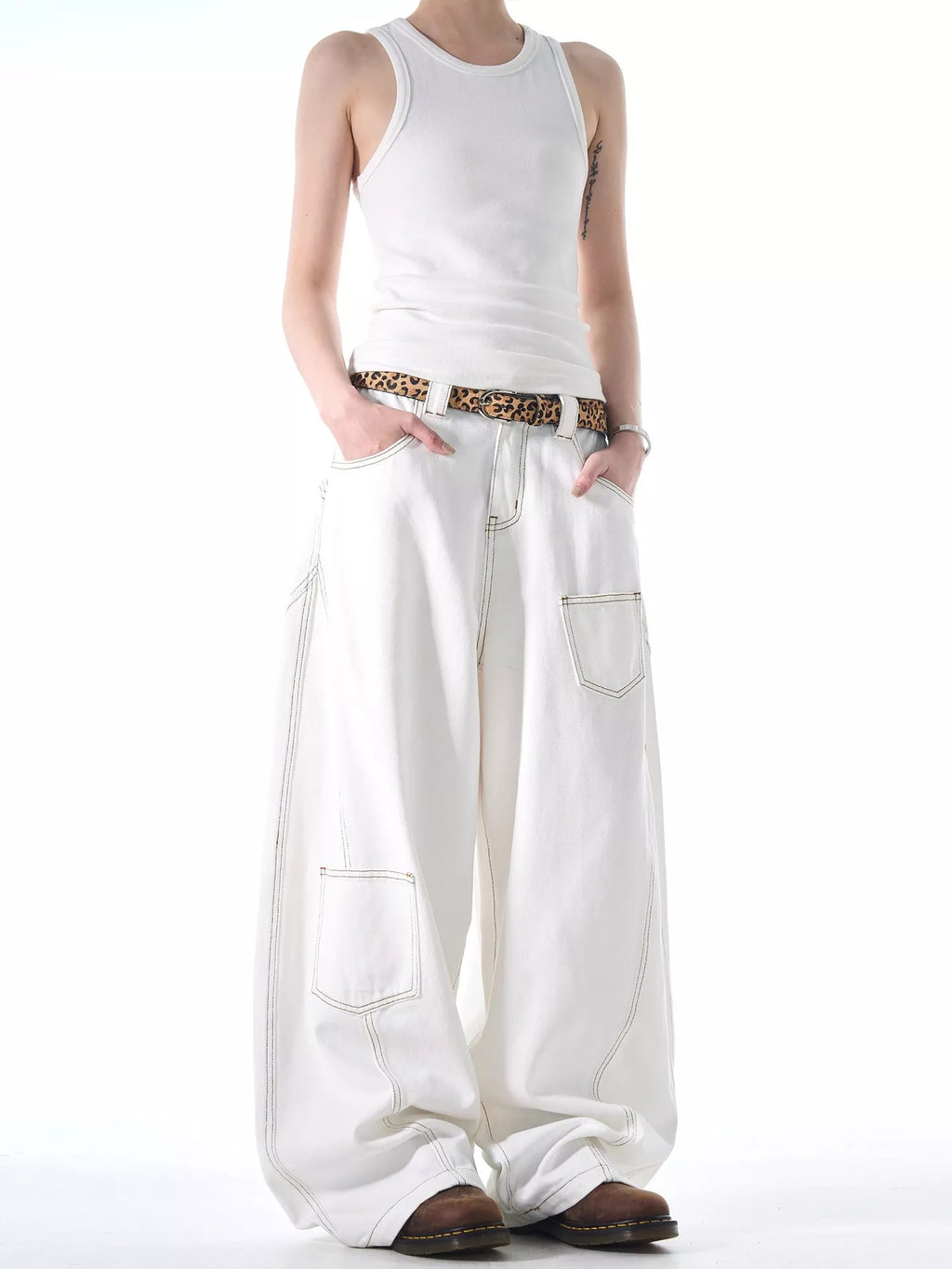 Men's Full Size Wide Leg Jeans with Pockets Plus Size - URBANPICK FASHION