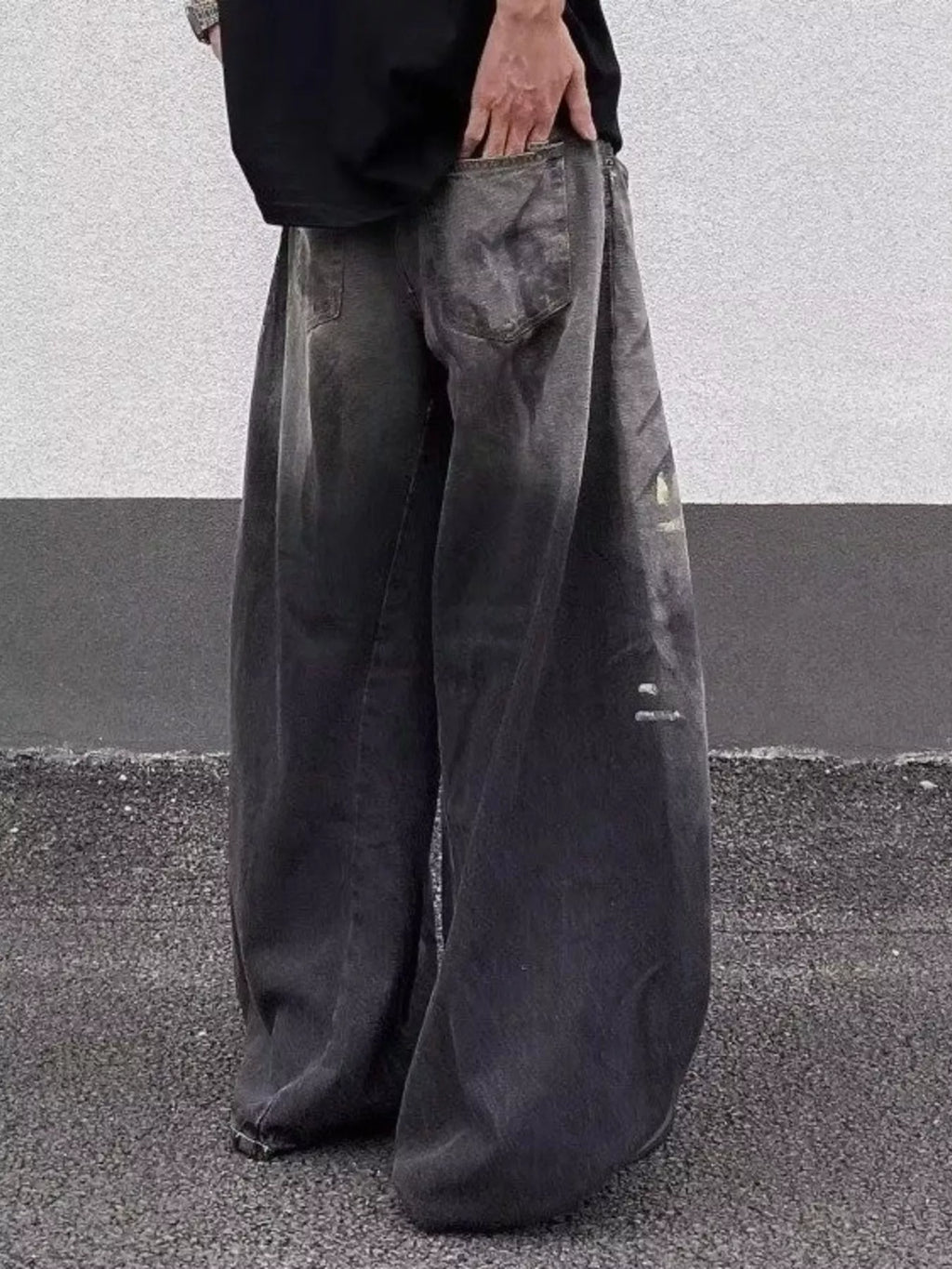 Men's Full Size Wide Leg Distressed Jeans Plus Size - URBANPICK FASHION