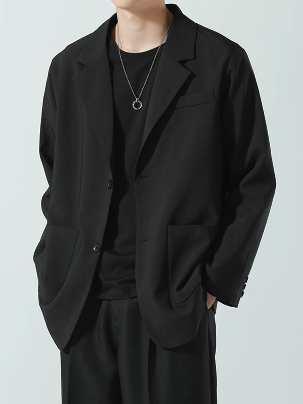 Men's Full Size Lapel Collar Long Sleeve Blazer Plus Size - URBANPICK FASHION