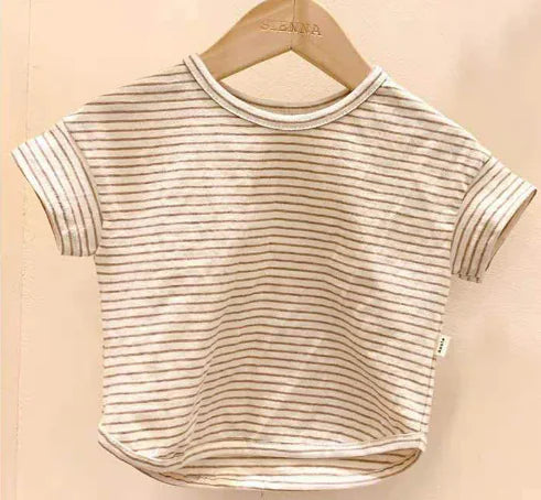 Striped Short Sleeve T-Shirt for Baby Boys and Girls - URBANPICK FASHION