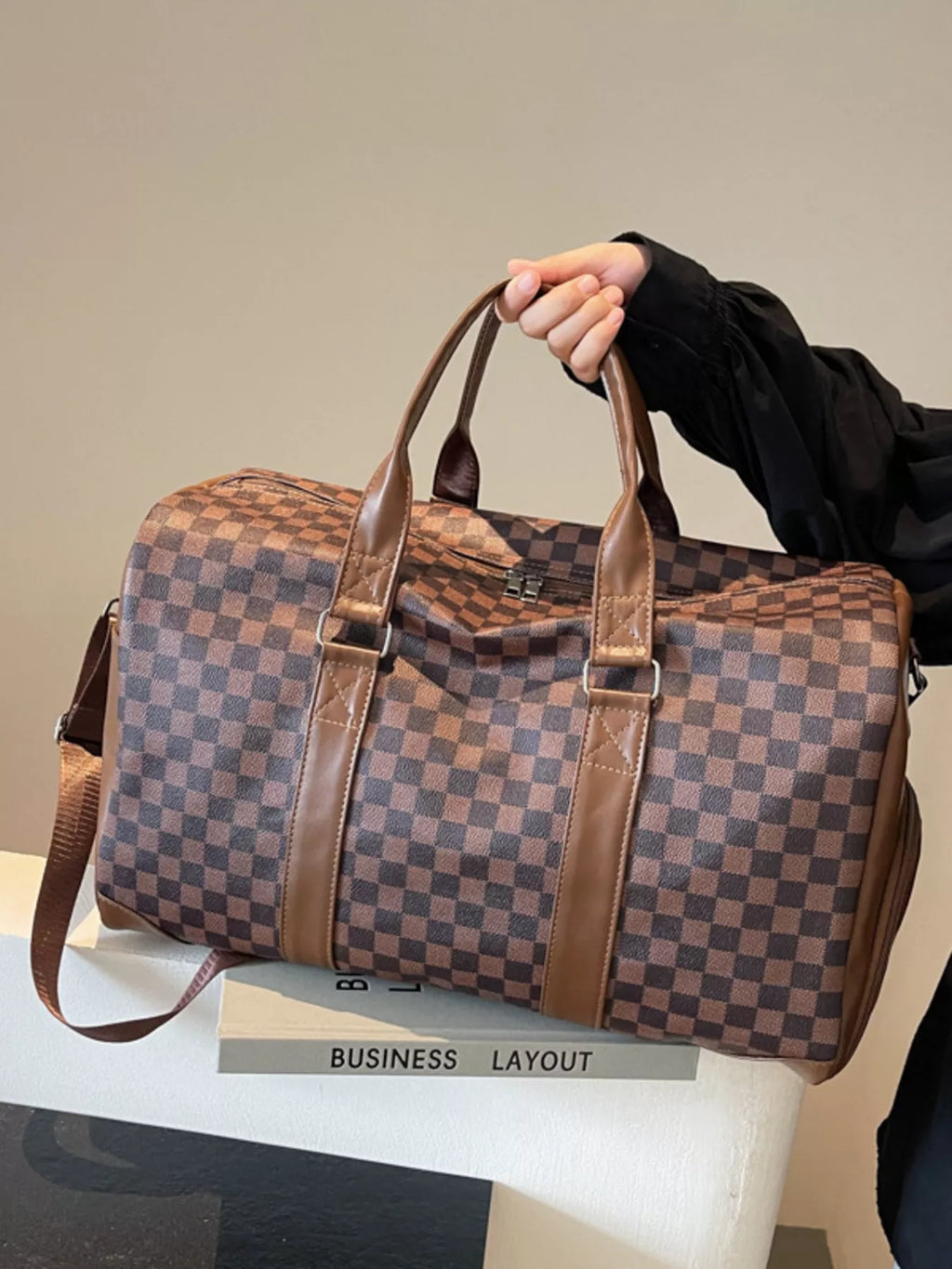 Checkered Pattern Travel Bag - URBANPICK FASHION