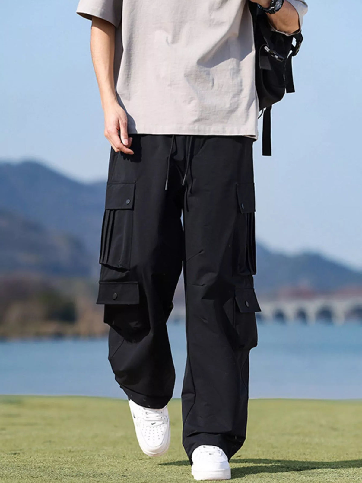 Men's Plus Size Loose Fit Multi-Pocket Cargo Pants - URBANPICK FASHION