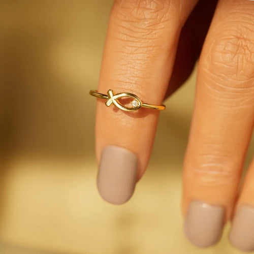 925 Sterling Silver Inlaid Zircon Fish Ring - URBANPICK FASHION