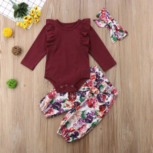 Floral Style 3-Piece Set for Kids with Headband - URBANPICK FASHION