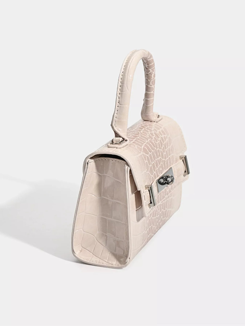 Croc-Embossed Top Handle Handbag - URBANPICK FASHION