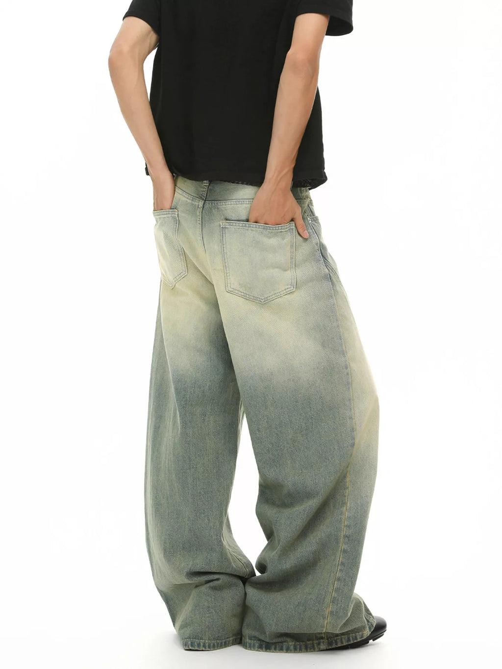 Men's Vintage Wash Wide Leg Jeans - URBANPICK FASHION