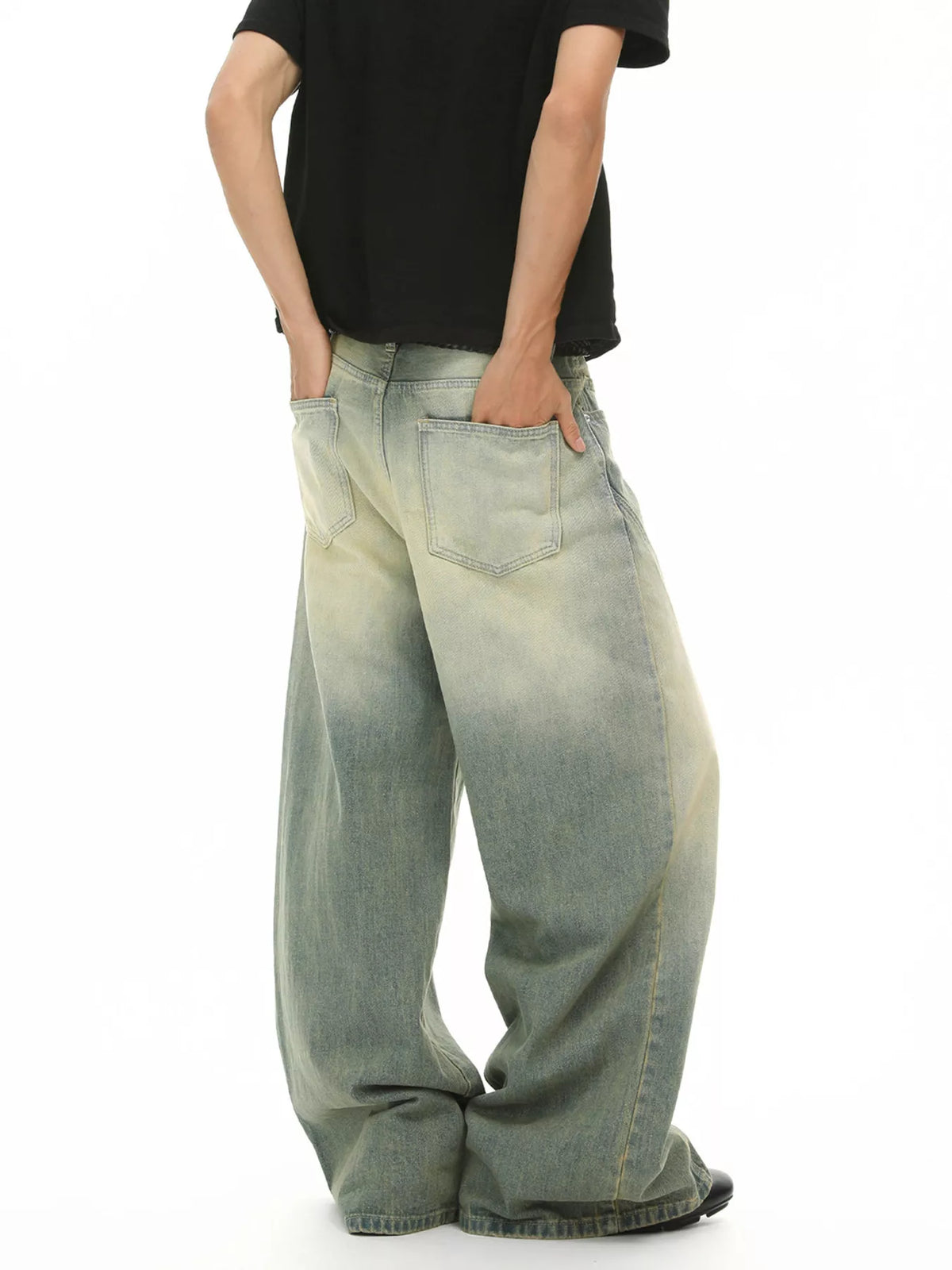 Men's Vintage Wash Wide Leg Jeans - URBANPICK FASHION