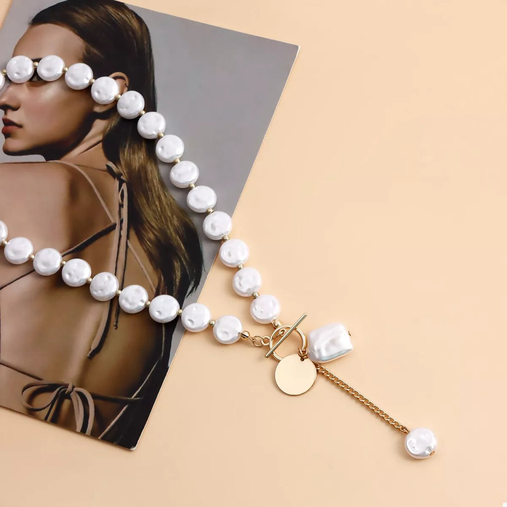 18K Gold-Plated Pearl Drop Necklace - URBANPICK FASHION