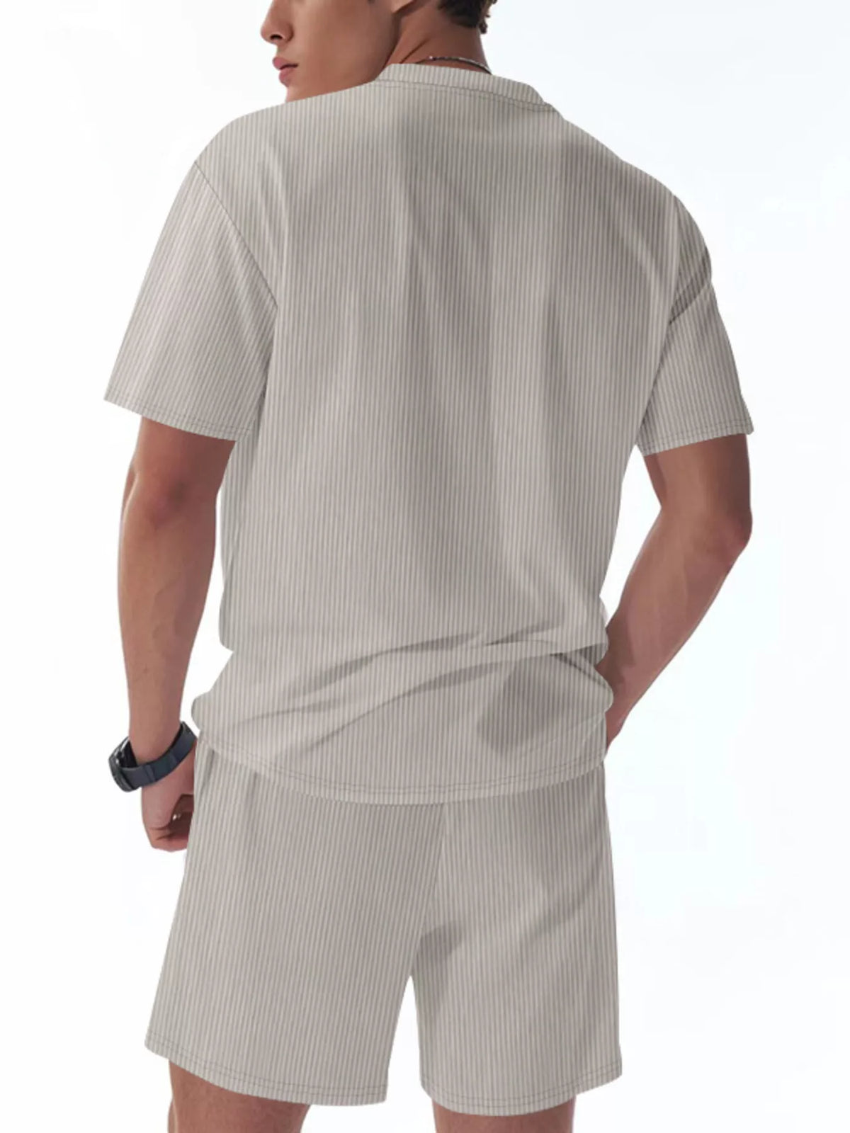 Men's Full Size Casual Striped Top and Shorts Set Plus Size - URBANPICK FASHION
