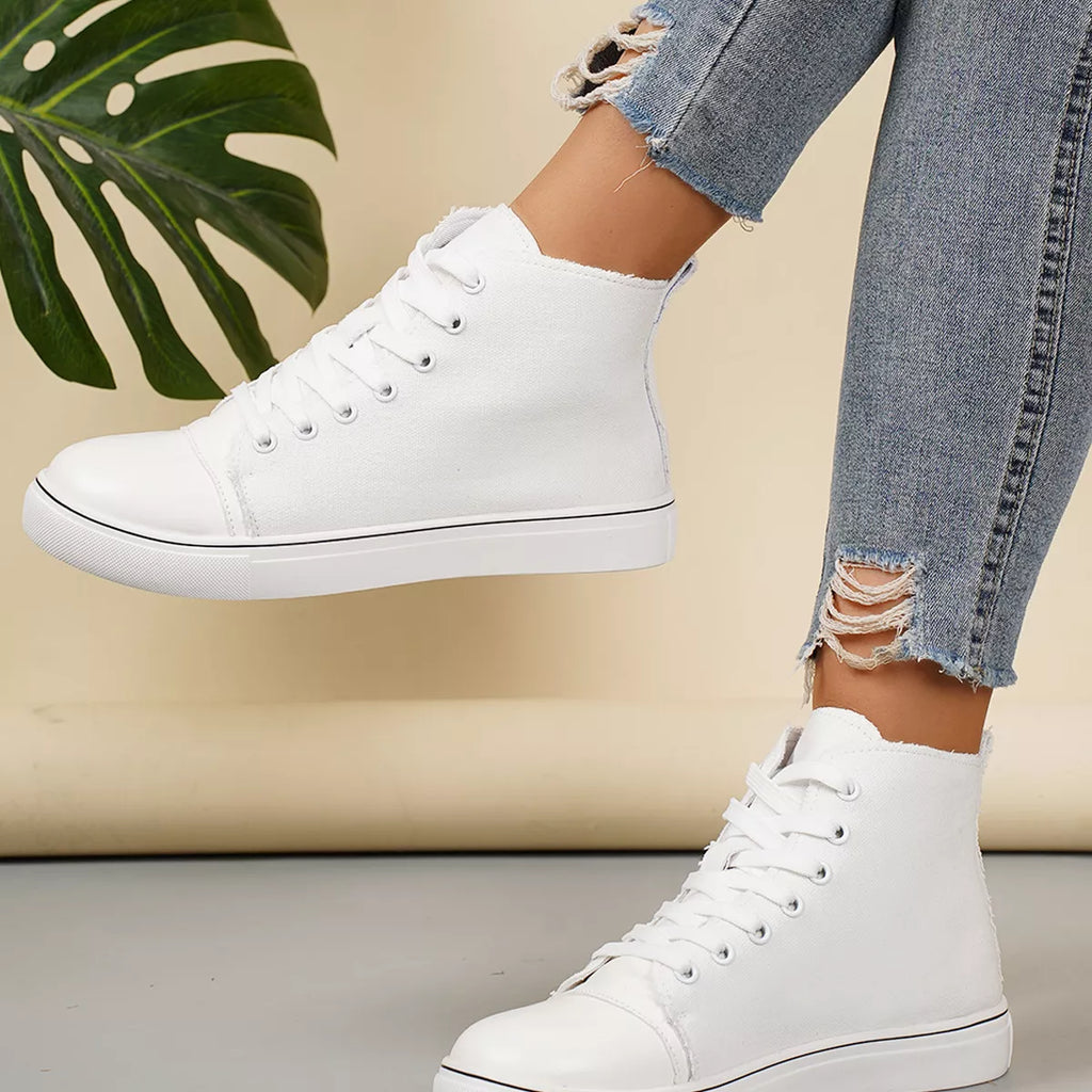 Round Toe Lace Up Sneakers - URBANPICK FASHION