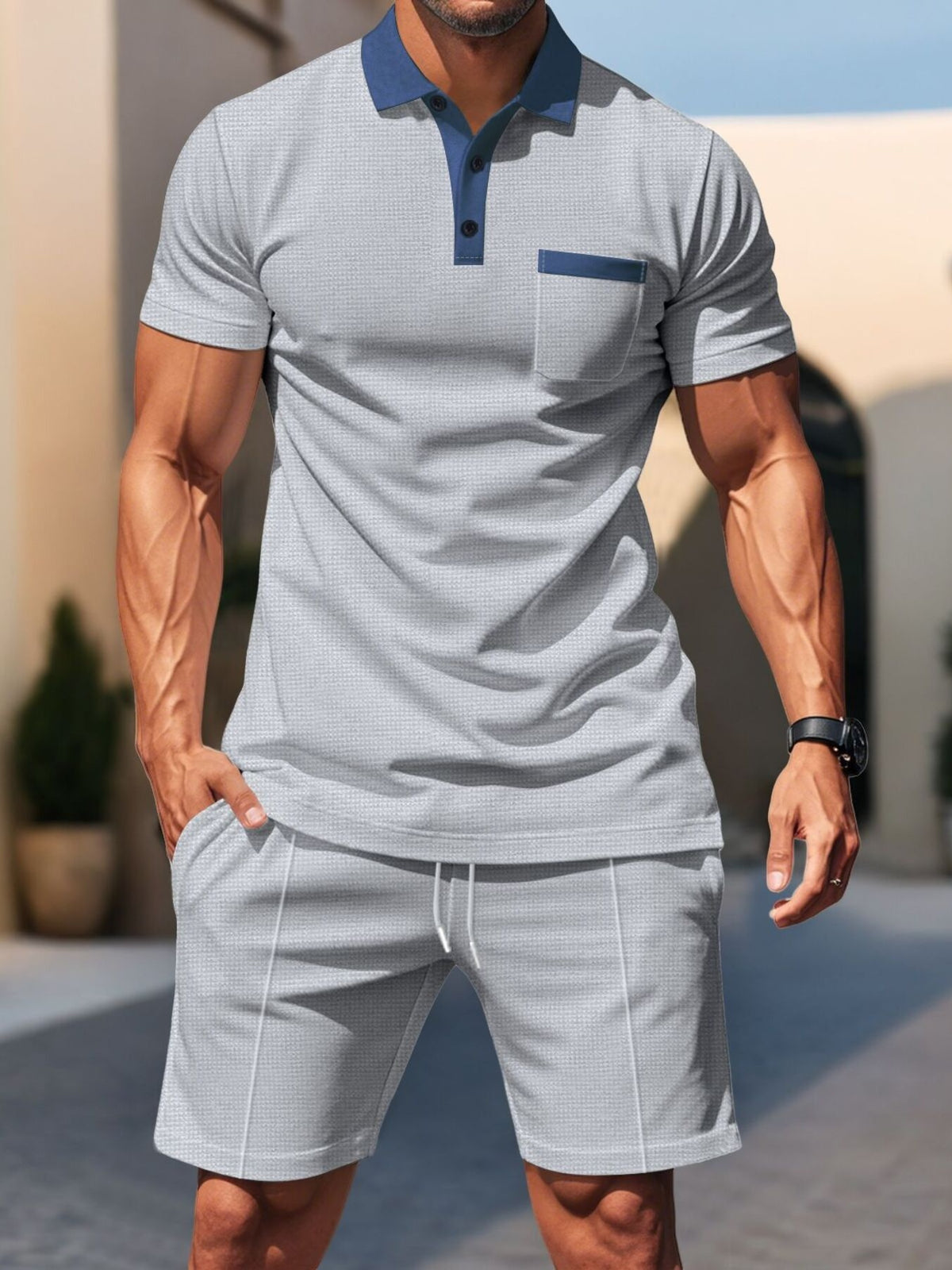 Men's Full Size Casual Short Sleeve Polo & Shorts Set Plus Size - URBANPICK FASHION