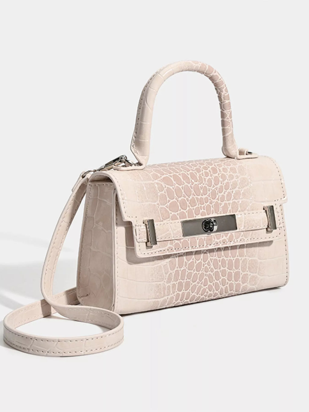 Croc-Embossed Top Handle Handbag - URBANPICK FASHION