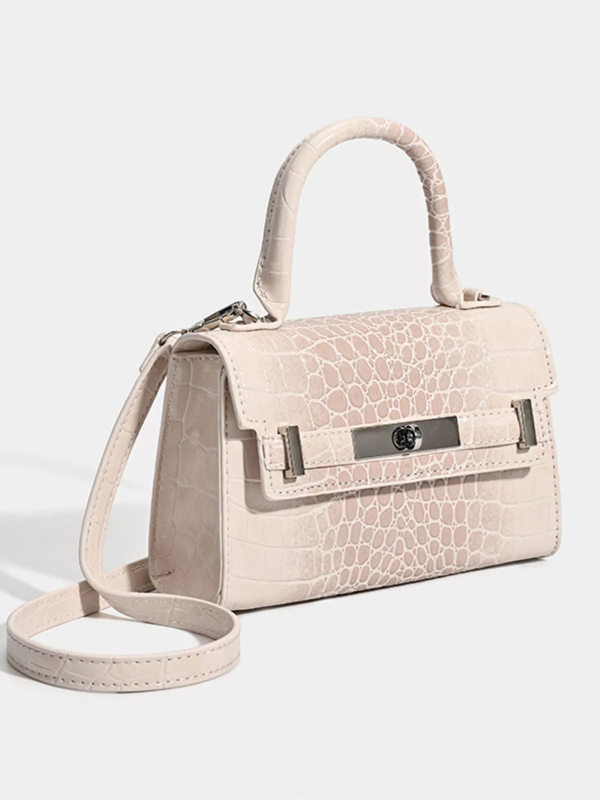 Croc-Embossed Top Handle Handbag - URBANPICK FASHION