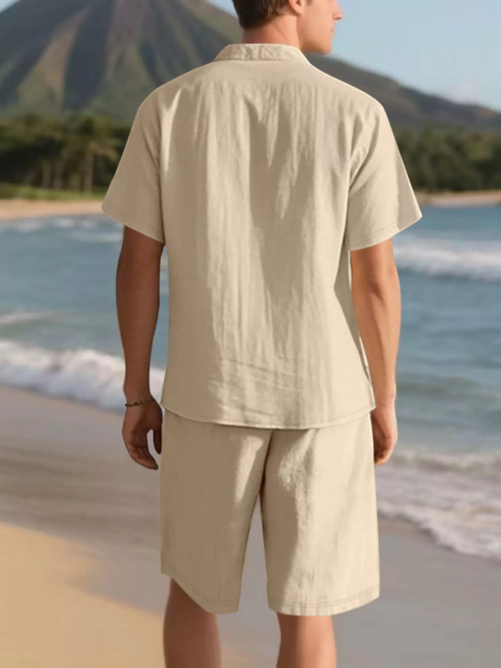 Men's Full Size Casual Button Up Shirt and Shorts Set Plus Size - URBANPICK FASHION