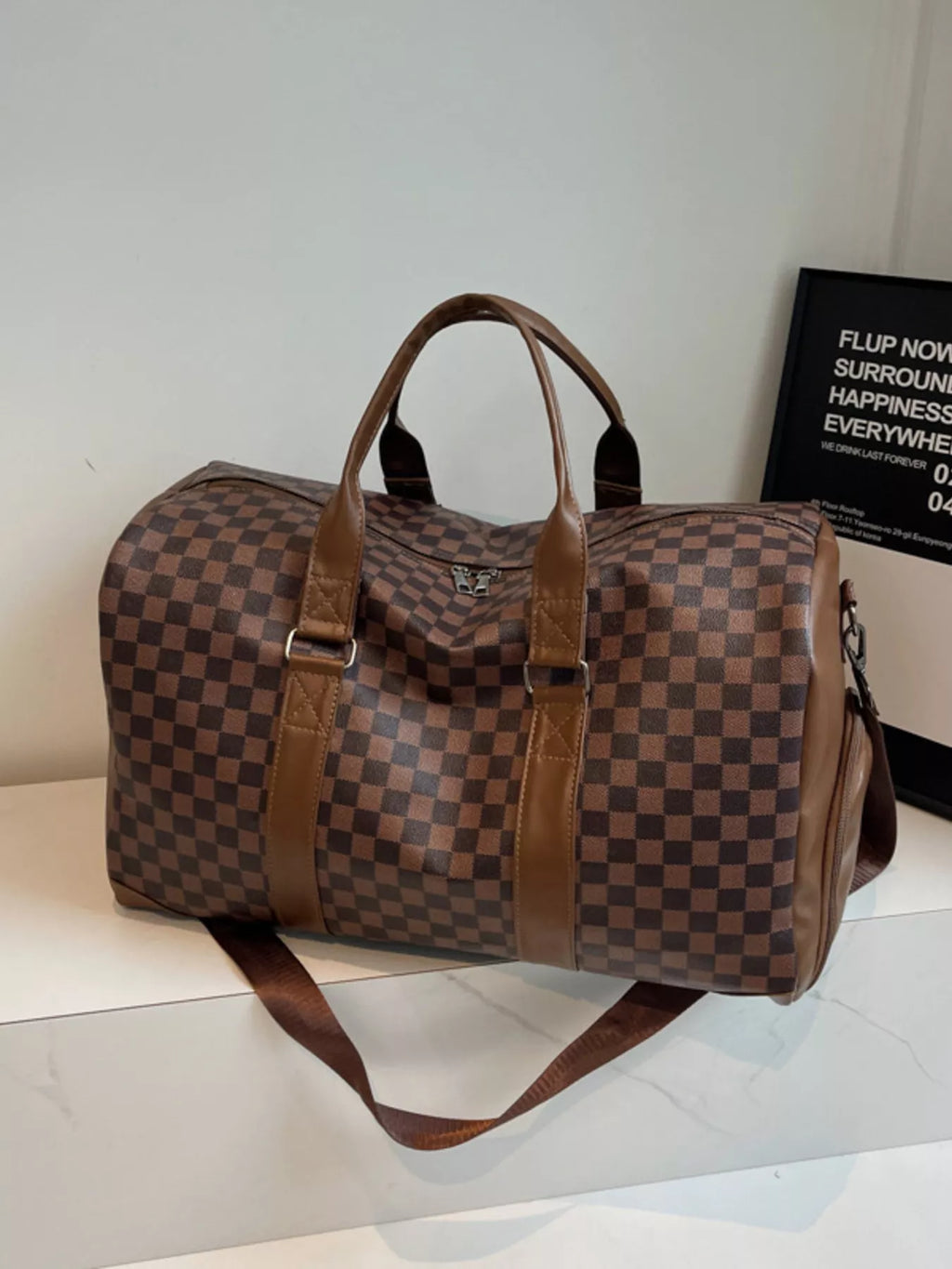 Checkered Pattern Travel Bag - URBANPICK FASHION