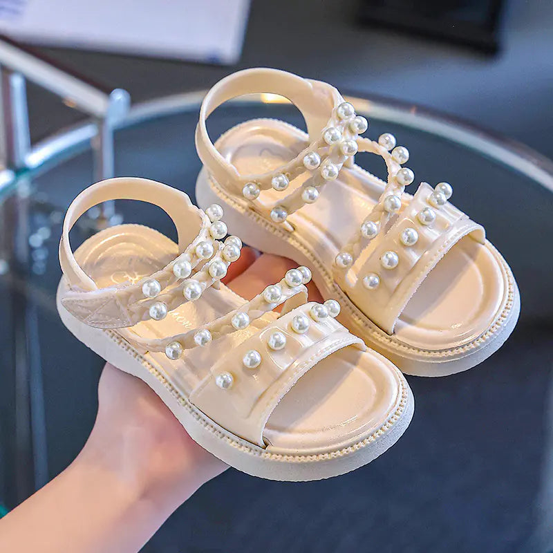 Girls' Summer Sandals with Pearls - Non-Slip Princess Shoes - URBANPICK FASHION