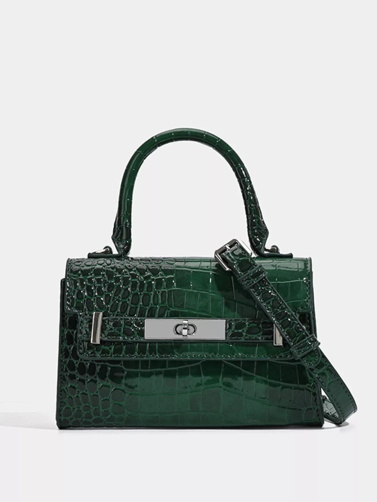 Croc-Embossed Top Handle Handbag - URBANPICK FASHION