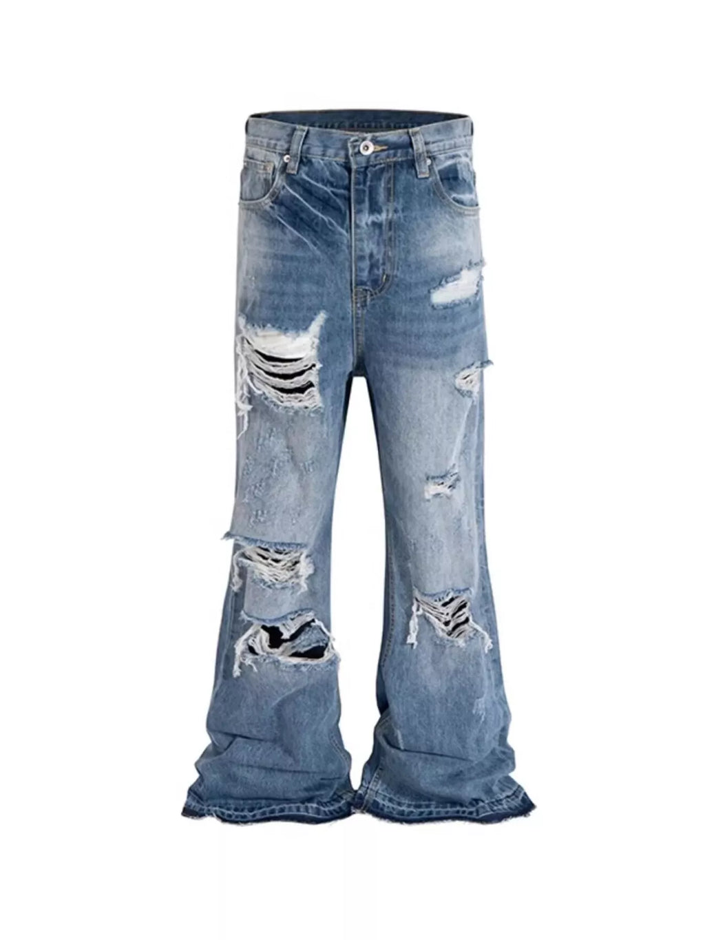 Men's Full Size Distressed Wide Leg Jeans Plus Size - URBANPICK FASHION
