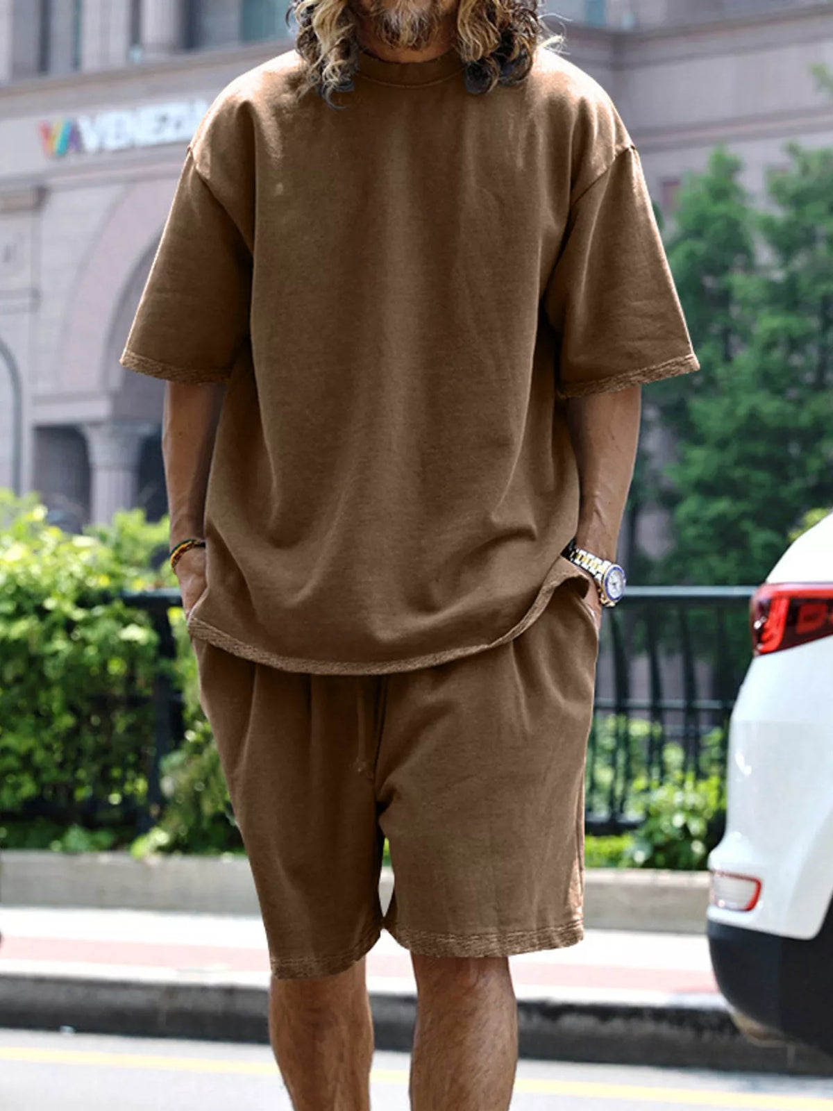 Men's Full Size Relaxed Fit T-Shirt & Shorts Set Plus Size - URBANPICK FASHION