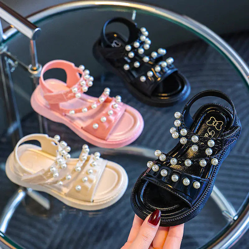 Girls' Summer Sandals with Pearls - Non-Slip Princess Shoes - URBANPICK FASHION