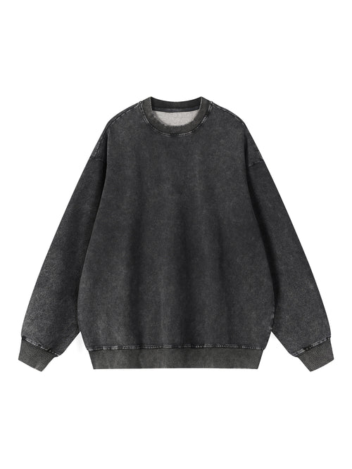 Acid Wash Oversized Crewneck Sweatshirt - Front View
