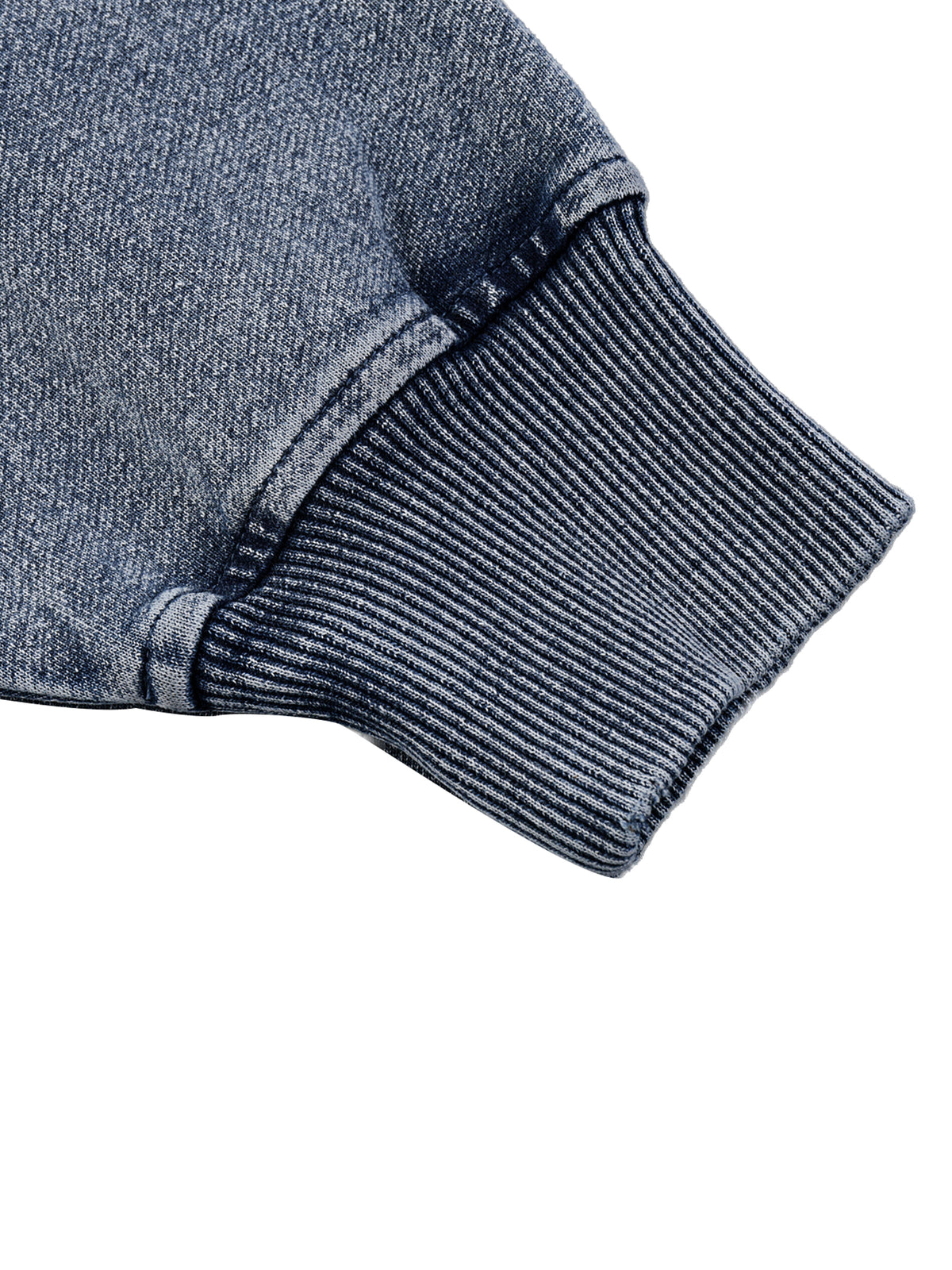 Acid Wash Oversized Crewneck Sweatshirt - Ribbed Cuff Detail