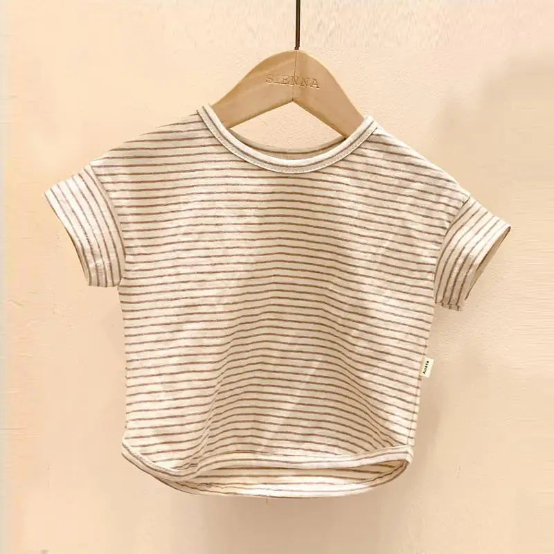 Striped Short Sleeve T-Shirt for Baby Boys and Girls - URBANPICK FASHION